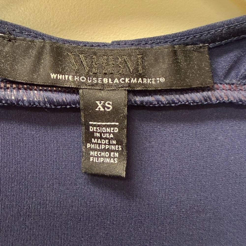 White House Black Market Draped Blue Blouse - Picture 3 of 3